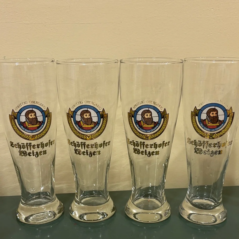 Schofferhofer Weizen Branded Tall Beer Glass - Clear (Set of 4)